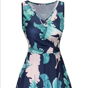 Casual V Neck A-line Wrap Dress